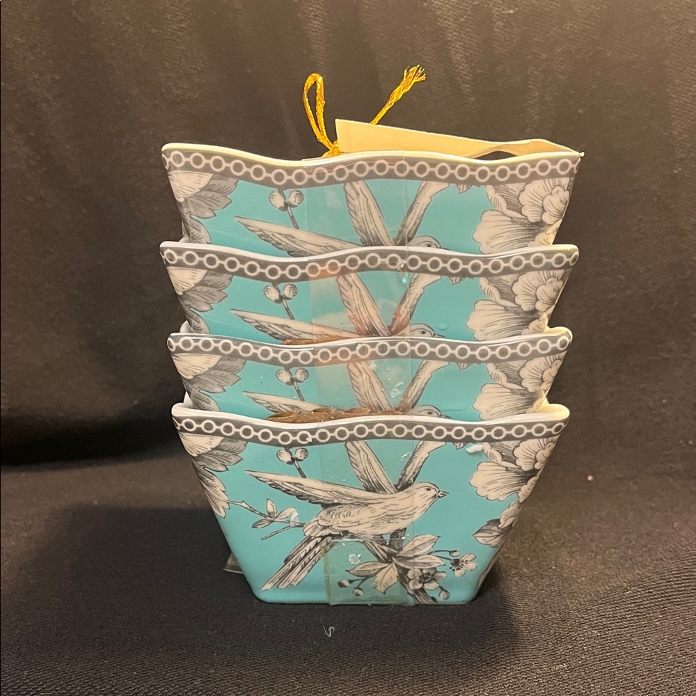 222 Fifth Turquoise Bird Motif Bowls BNWT discontinued item